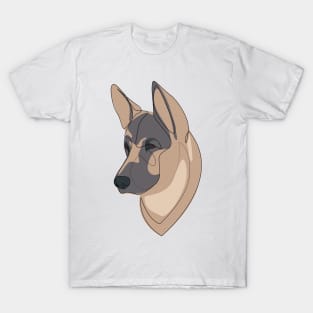 German Shepherd - one line drawing with colour T-Shirt